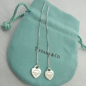 NEW Mini Heart Earrings Return to Tiffany & Co 925 Sterling Silver Threaders